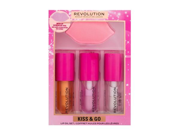 Makeup Revolution Lo Kiss & Go Lip Oil Set (W) 4,5ml, Olej na pery